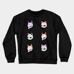 Kitsune neko mask colorful Crewneck Sweatshirt